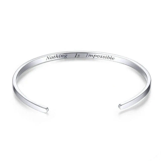 Engrave Courage Bangle Nothing is impossible Fashion 