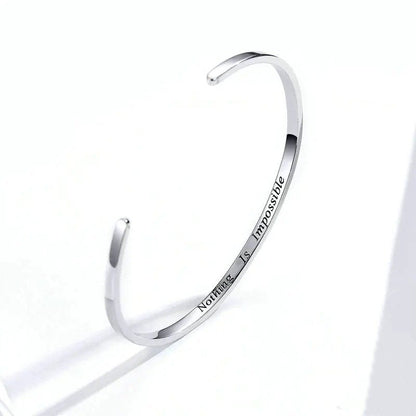 Engrave Courage Bangle Nothing is impossible Fashion 