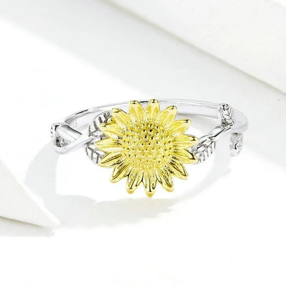 Sunflower Finger Rings for Women Wedding Band Engagement Statement